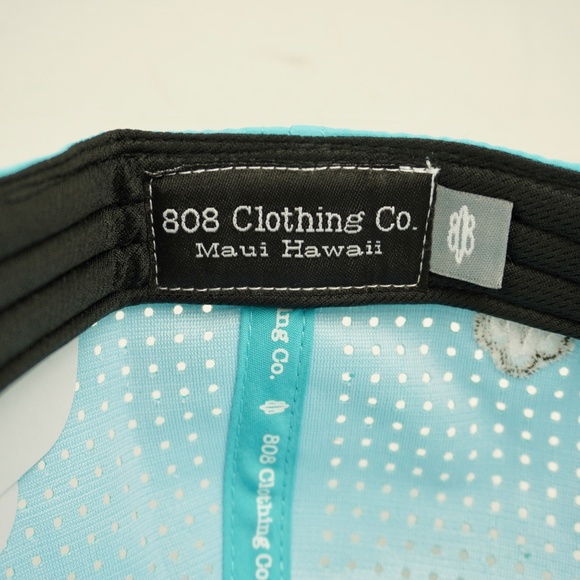 808 Clothing Co Maui Hawaii Small Islands Running Hat Mesh Turquoise Blue Black - Picture 6 of 6